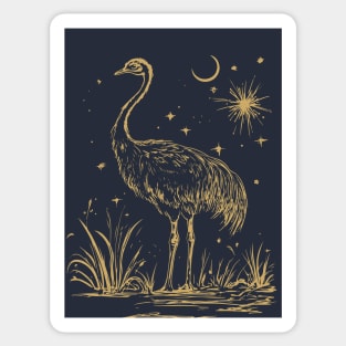Moonlit Ostrich – Mystical Desert Guardian Under Starry Skies Sticker